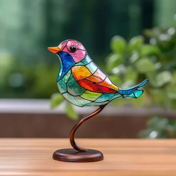 Buntglas-Vogelstatue - Dekorative Vogelfiguren