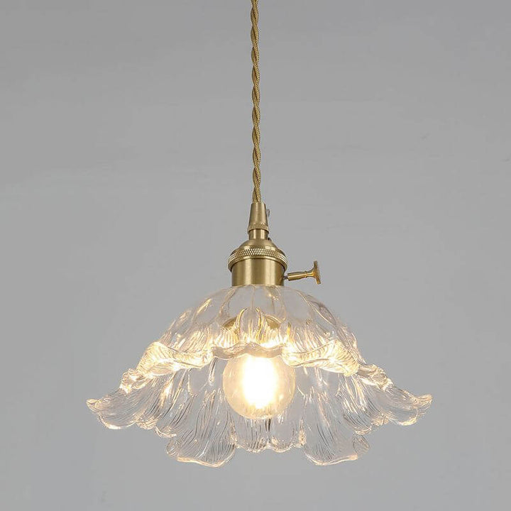 Goldene Hängeleuchte Glas Blume