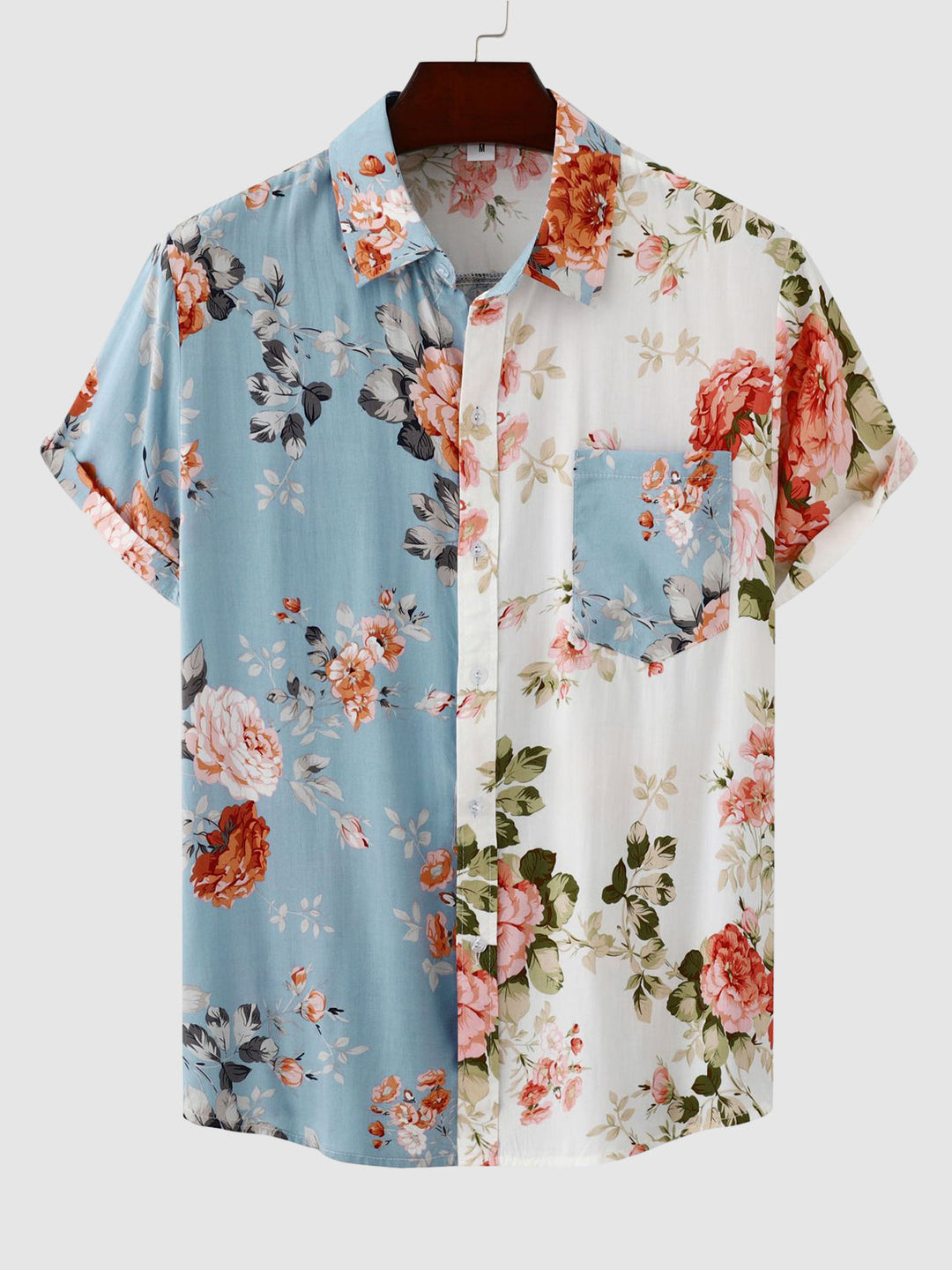 Elegant men's button-down summer shirt. Short sleeve, Kashmir floral design for versatile wear.