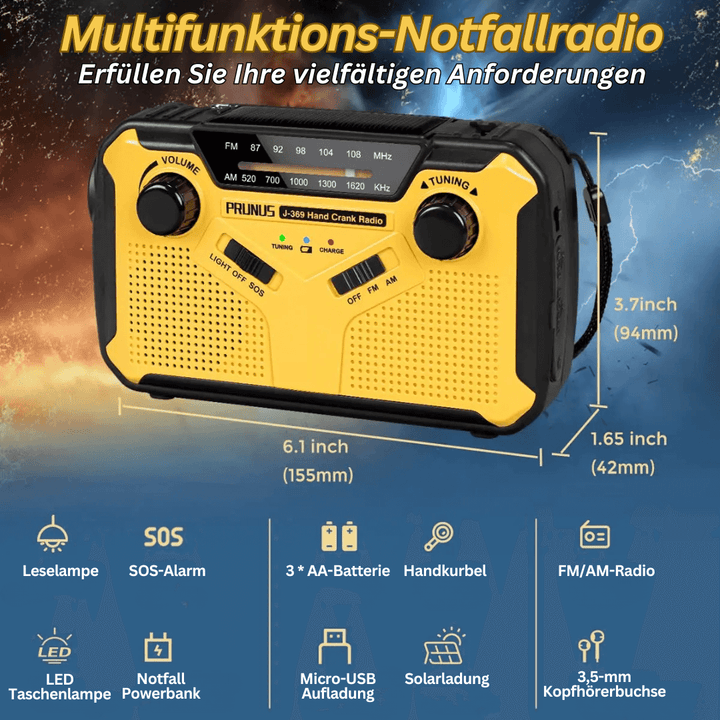 Multifunktions-Notfallradio mit Kurbel & Solar