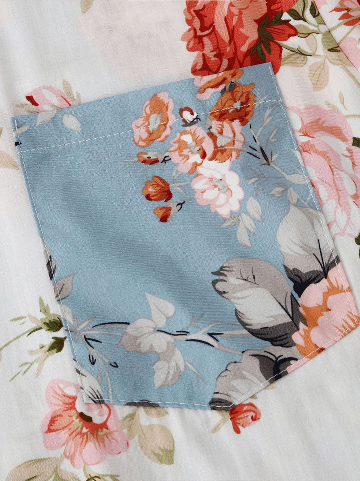 Casual men's Kashmir floral short sleeve shirt. Button-down, ideal for stylish summer outfits.