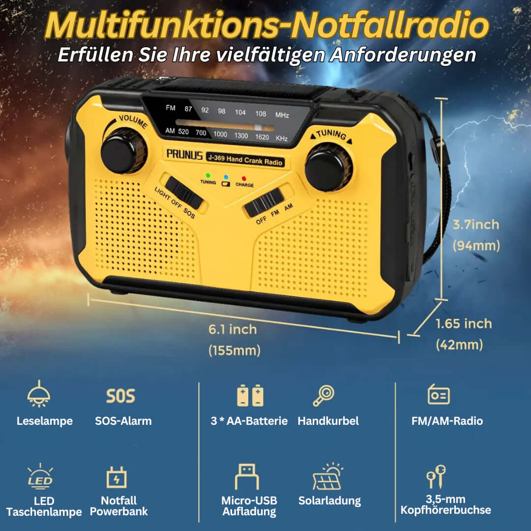 Tragbares Notfallradio mit Kurbel - Solar & Powerbank