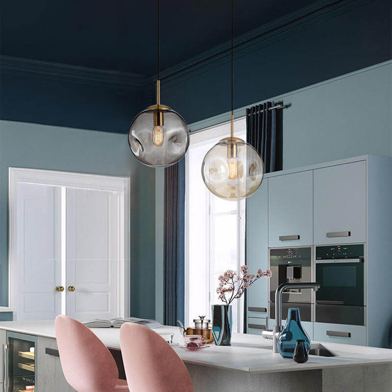 Goldene Glas-Pendelleuchte Kugelform 25cm