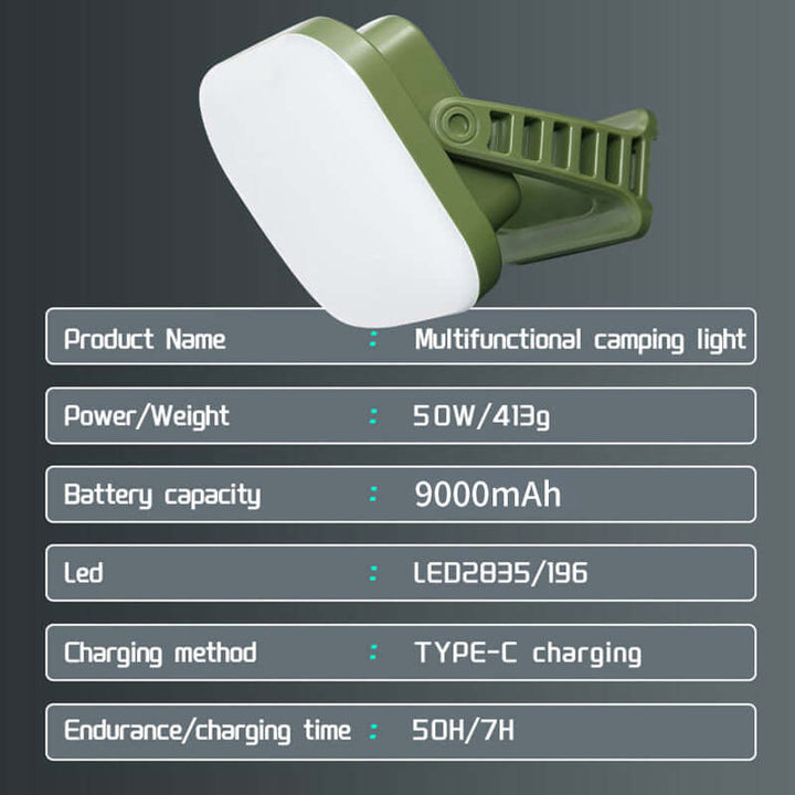 80W LED Solar Campinglampe mit Magnet & Zoom