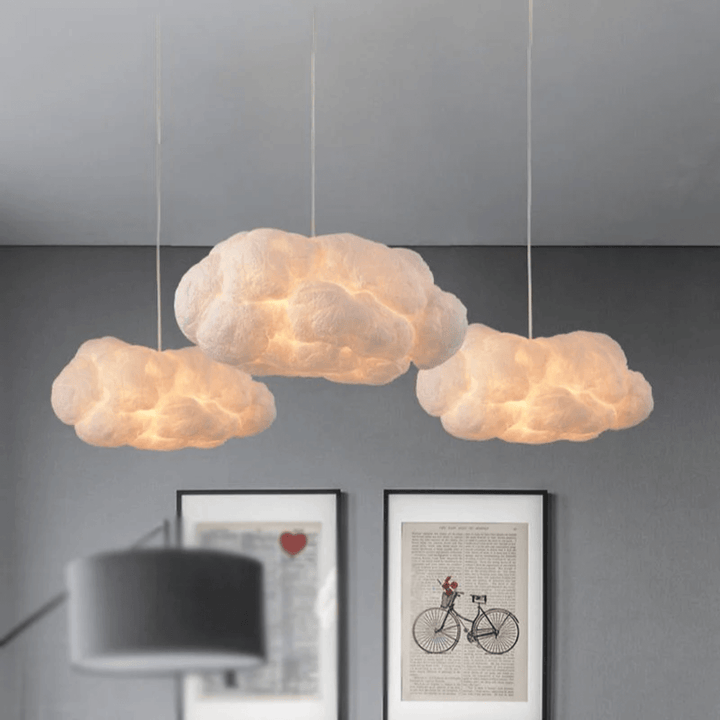 Wolken LED Hängelampe Baumwolle - PVC Weiß