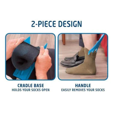 Assistive sock aid for elderly, making it easy to put on compression socks & daily footwear without bending.