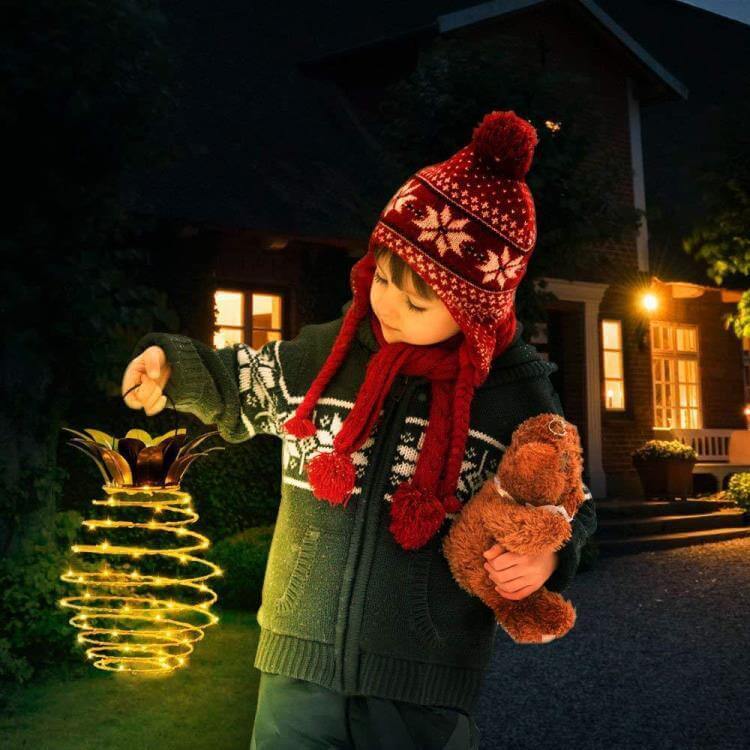 Solar-Gartenleuchte Ananas 28cm Dekolampe Außen