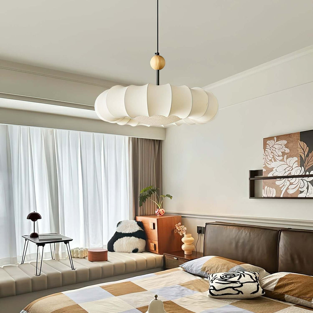 Elegante Hängeleuchte mit Stoffschirm 50cm