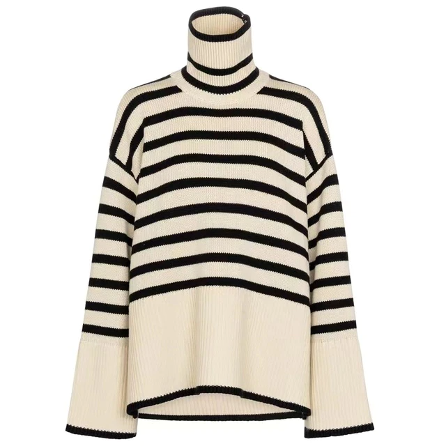Chic women's cozy knit turtleneck sweater, a versatile and essential winter fashion piece for elegant comfort.
