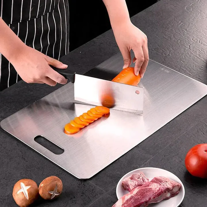 Premium titanium kitchen board; highly durable & hygienic. Essential for safe daily food prep & cutting.
