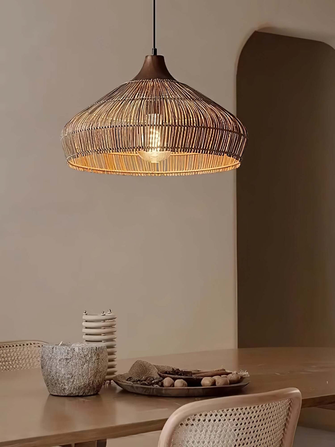 Hängeleuchte Rattanlampe Holz