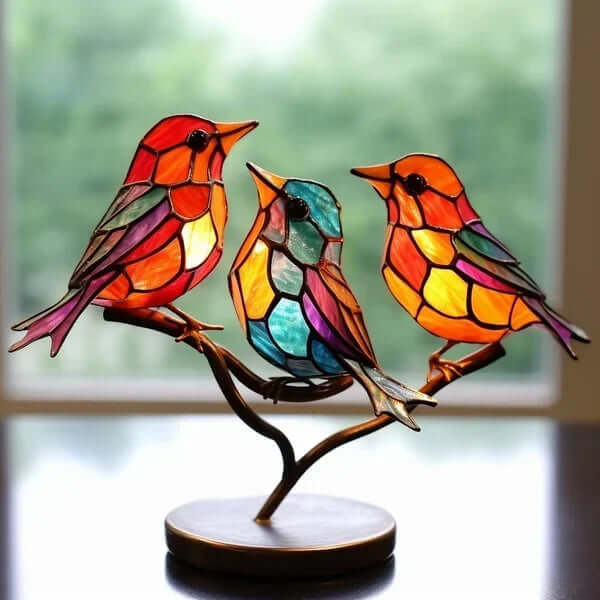 Buntglas-Vogelstatue - Dekorative Vogelfiguren