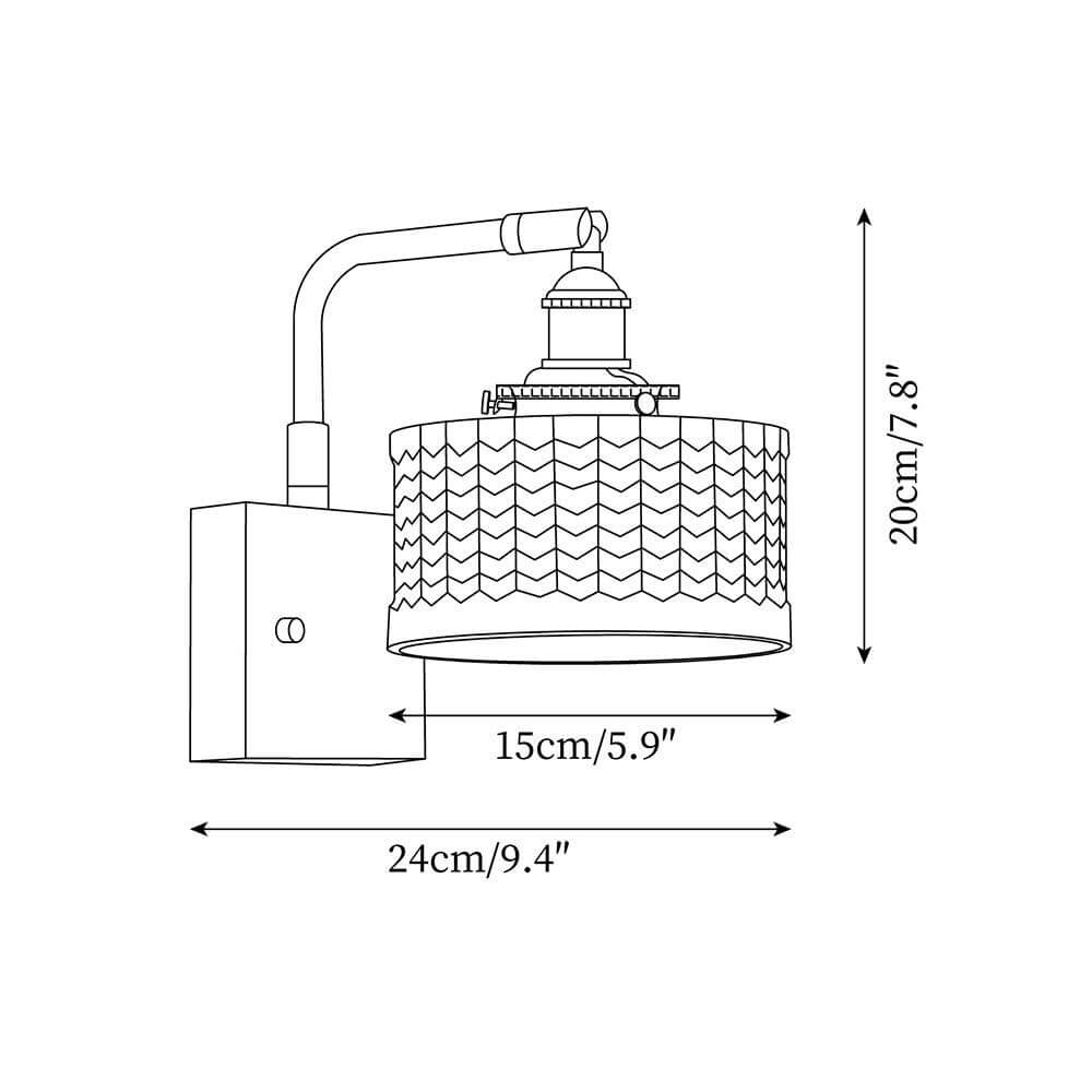 Rustikale Wandleuchte mit grünem Glasschirm