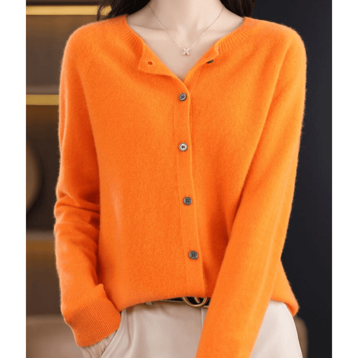 Merinowolle Damen Rundhals Cardigan