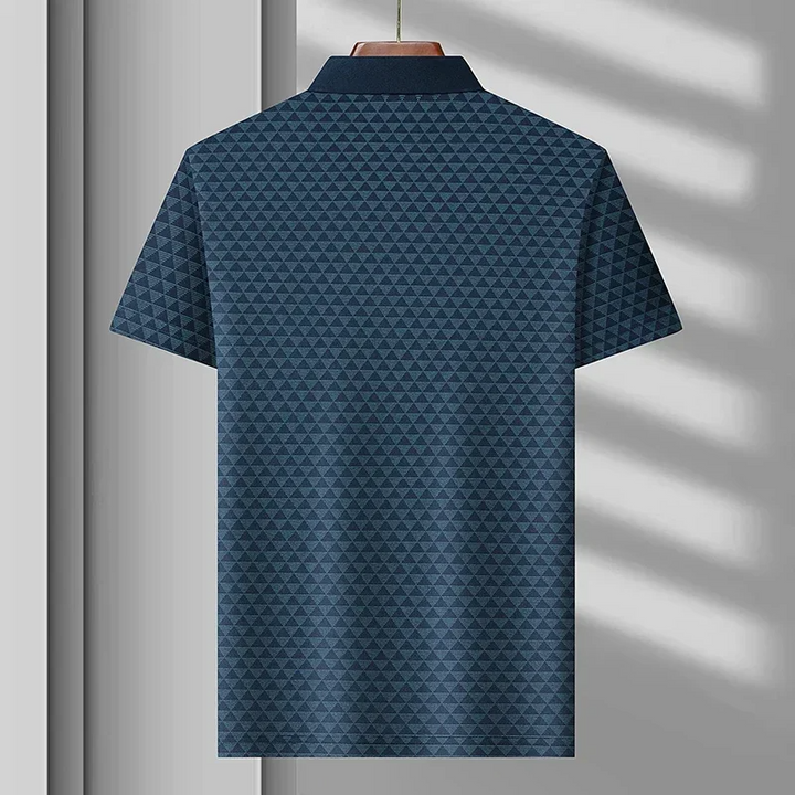 Easy care men's diamond pattern polo shirt, short sleeve, a comfortable classic for everyday casual wear.