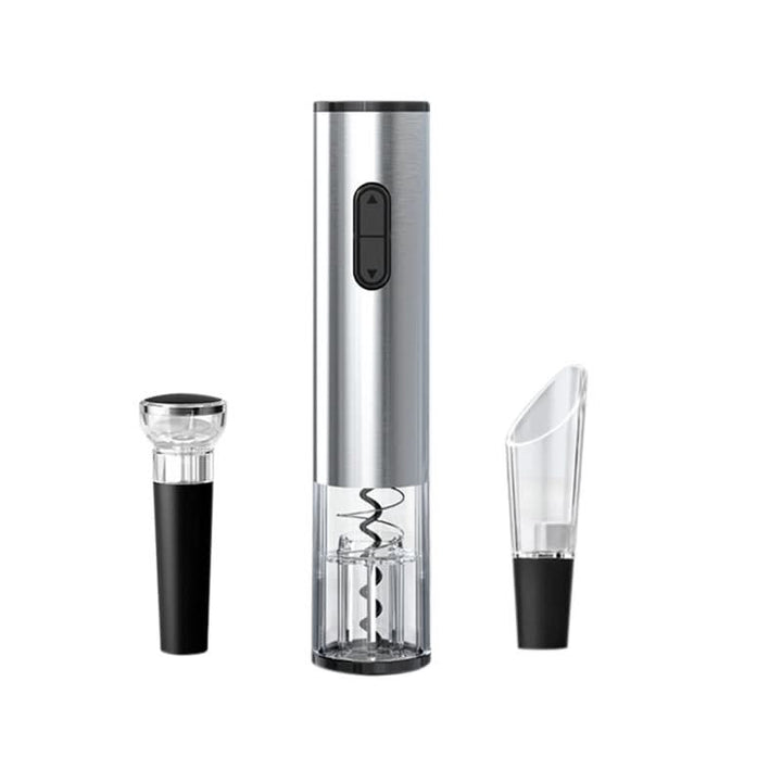 Effortless automatic electric wine opener. Cordless design, perfect kitchen gadget for quick cork removal.