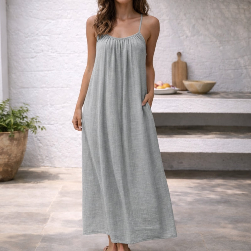 Women's sleeveless maxi sundress, ideal for summer fashion & beach outings.