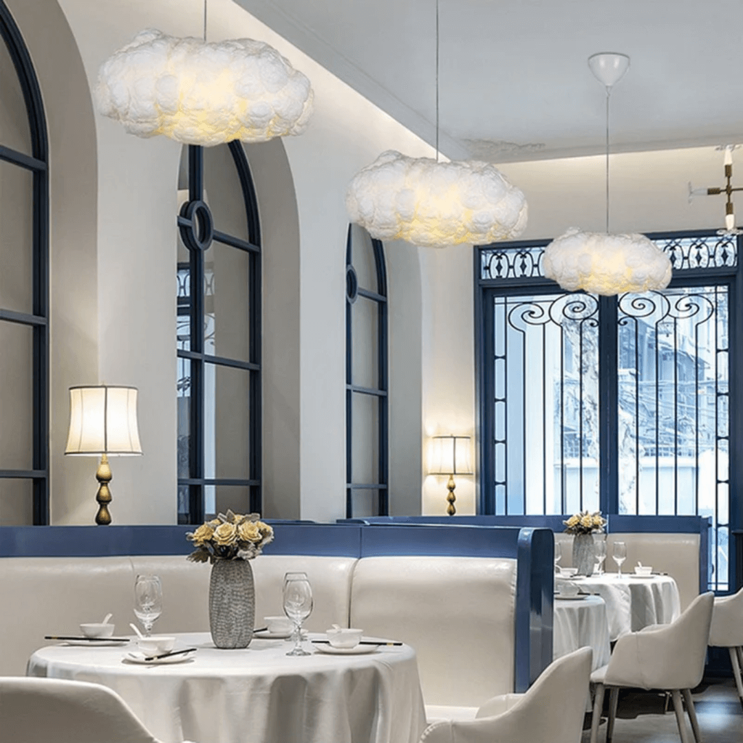 Wolken LED Hängelampe Baumwolle - PVC Weiß