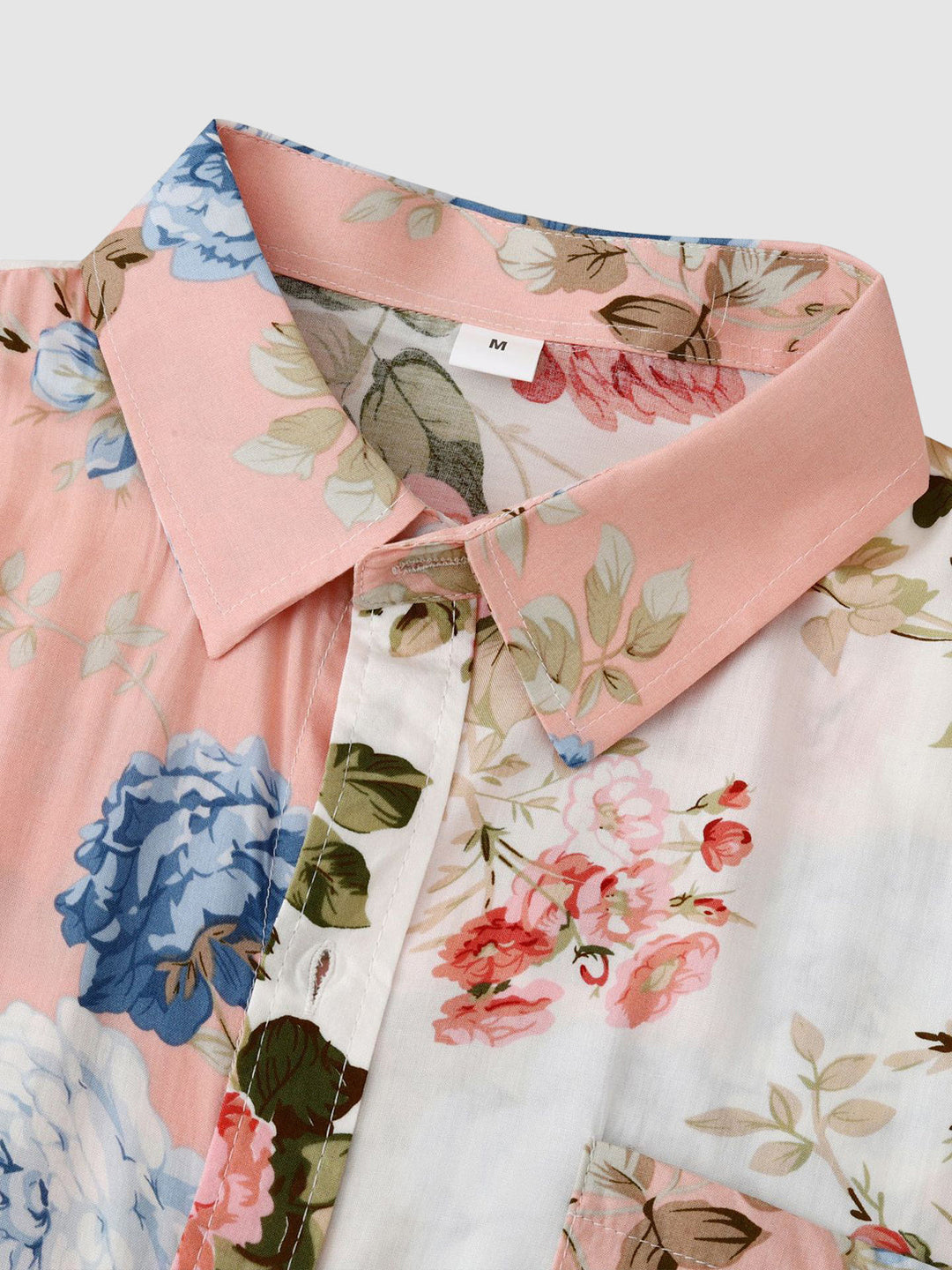 Trendy men's short sleeve floral button-down shirt. Subtle Kashmir pattern for summer style.