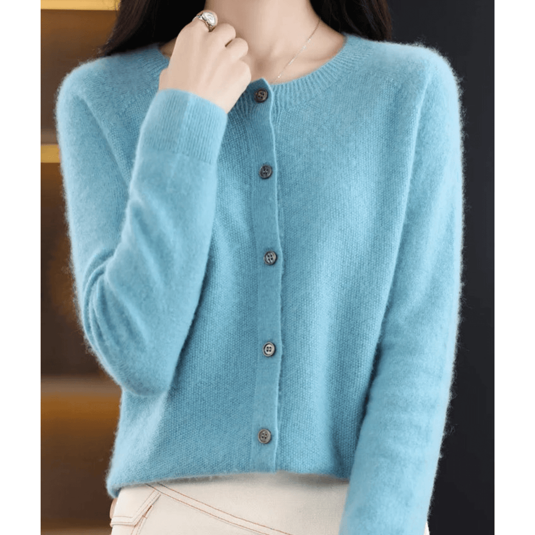 Merinowolle Damen Rundhals Cardigan