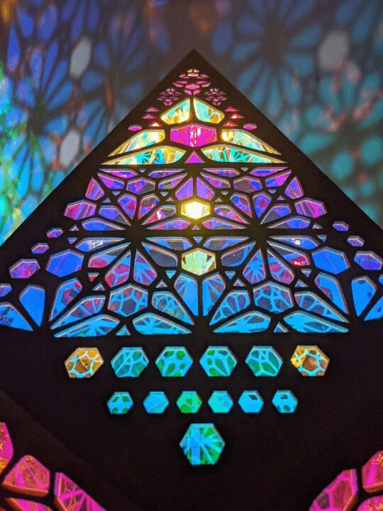 LED Tischlampe Glas-in-Block Design Sternhimmel