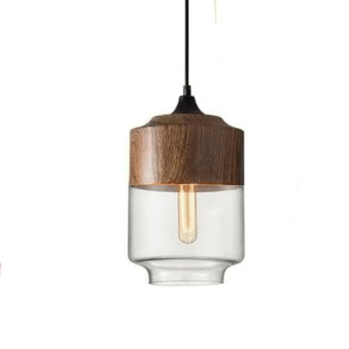 Elegante Pendelleuchte Glas & Holz