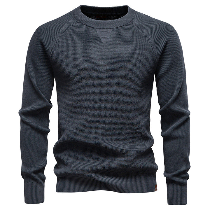Men's Verona Waffle Knit Sweater in classic grey, perfect for casual style & comfort.