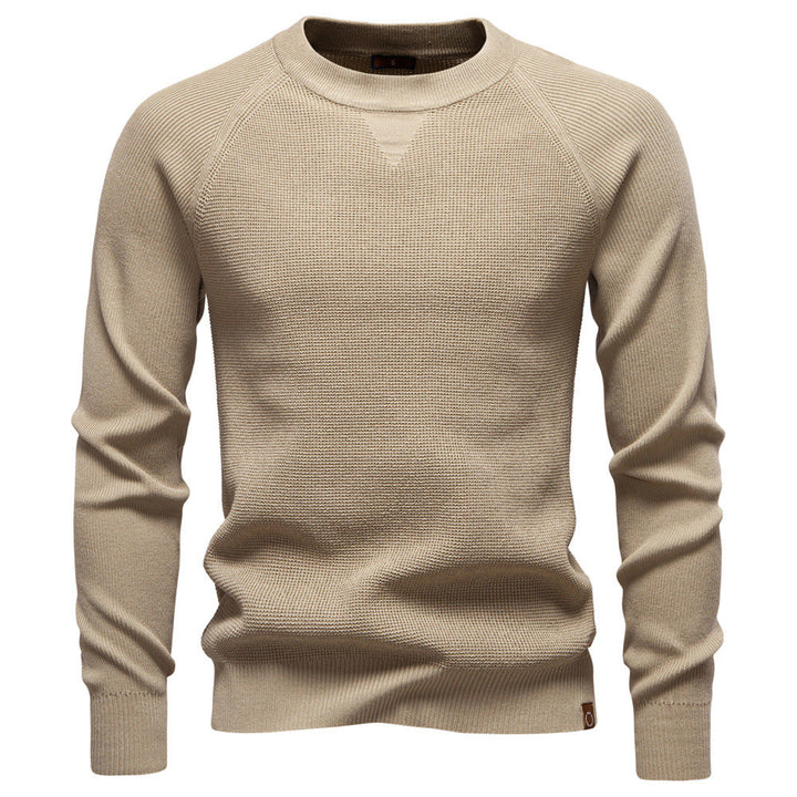 Comfortable men's casual Verona Waffle Knit Sweater in navy, ideal for everyday wear.