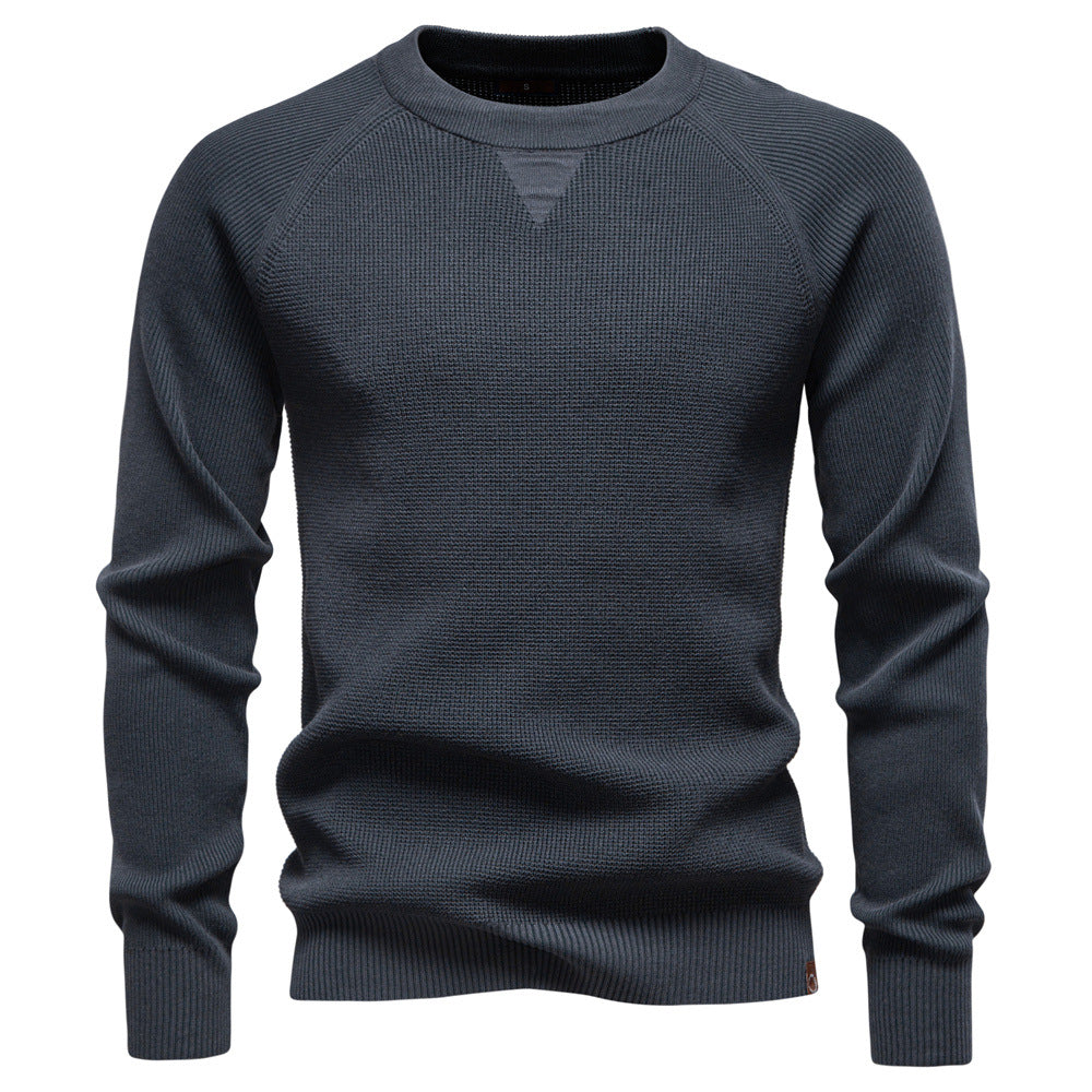 Fashionable men's Verona Waffle Knit Sweater in cream, enhancing any casual ensemble.