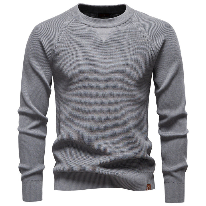 Modern men's fashion: the Verona Waffle Knit Sweater, a stylish and comfortable choice.