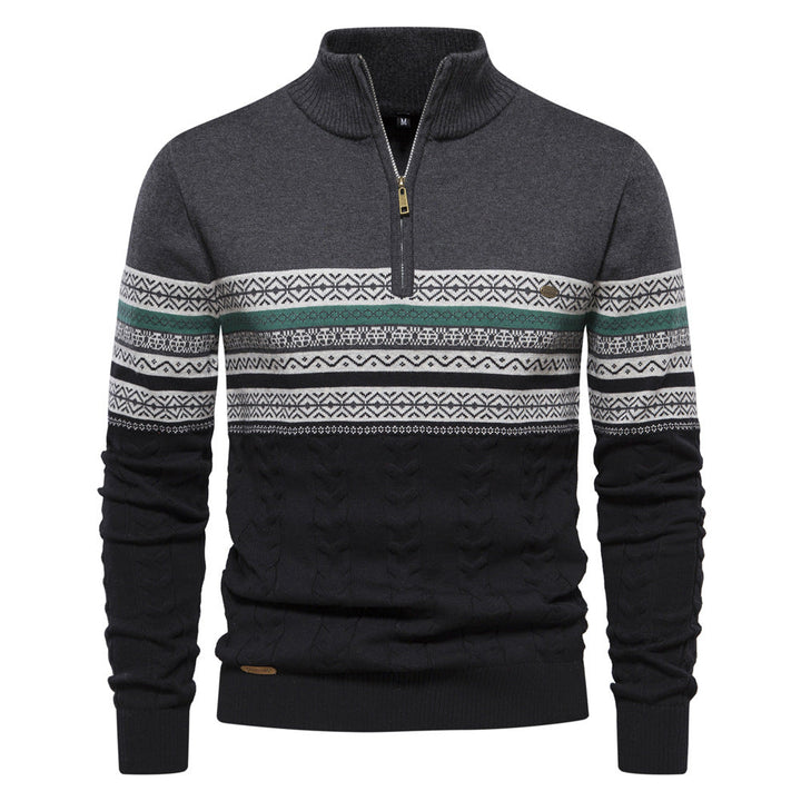 Stylish men's winter sweater: Bergen Nordic half-zip, perfect for mens clothing collections.