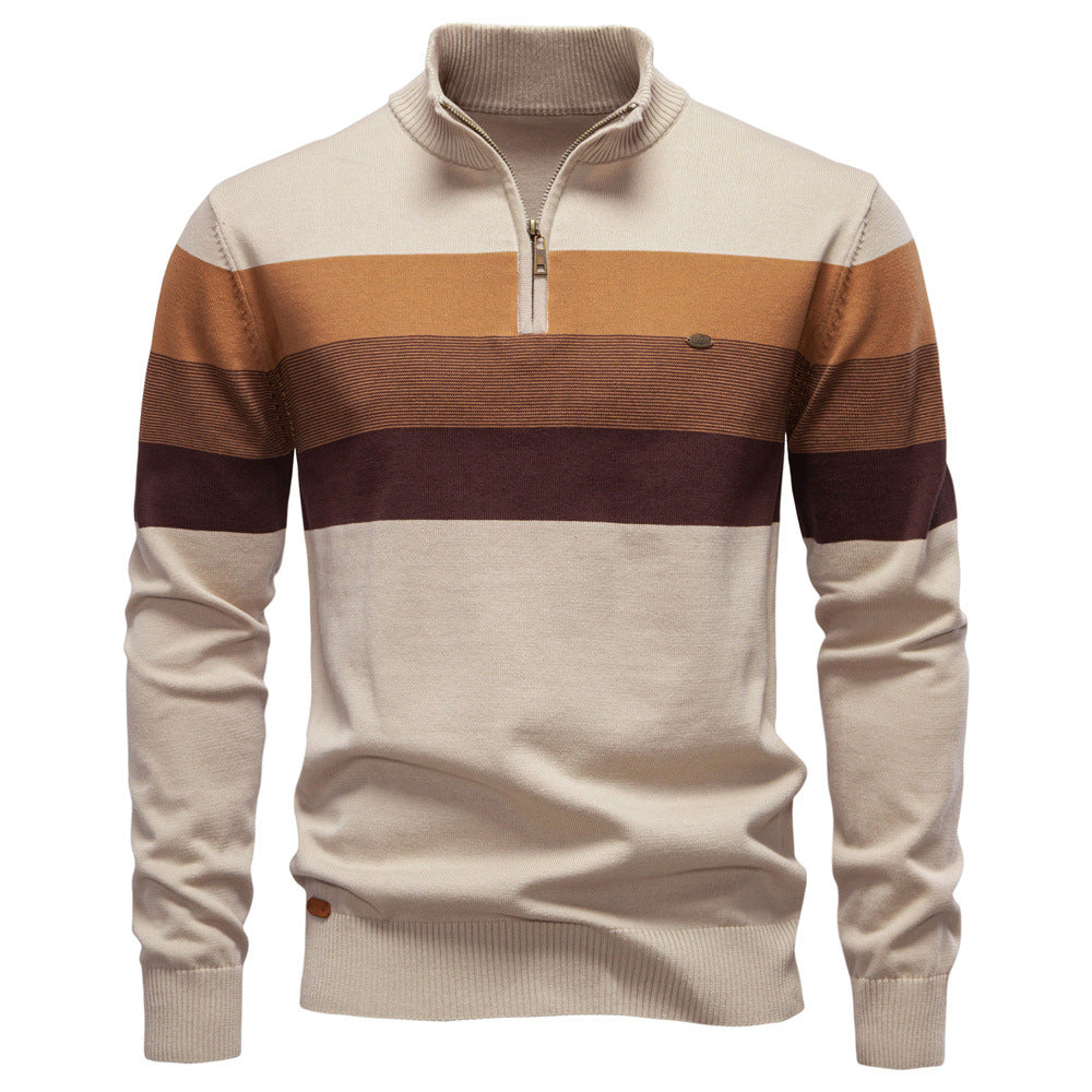 Torino men's colorblock half-zip in grey & khaki, a stylish layering sweater.