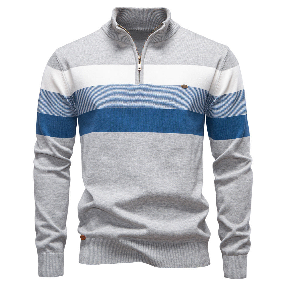 Men's Torino colorblock half-zip sweater in grey, modern layering pullover for casual style.
