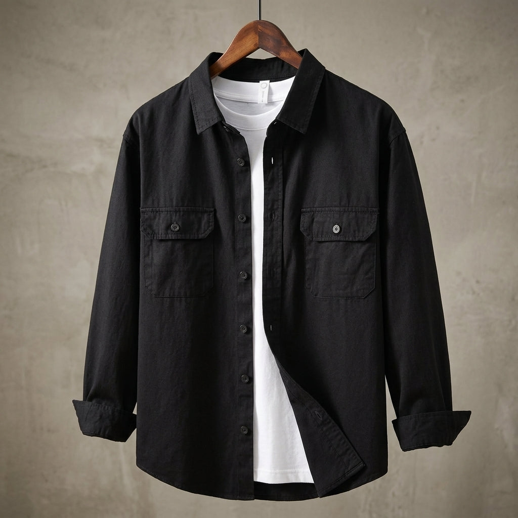 Stylish men's casual overshirt, ideal for versatile everyday wear & layering fashion.