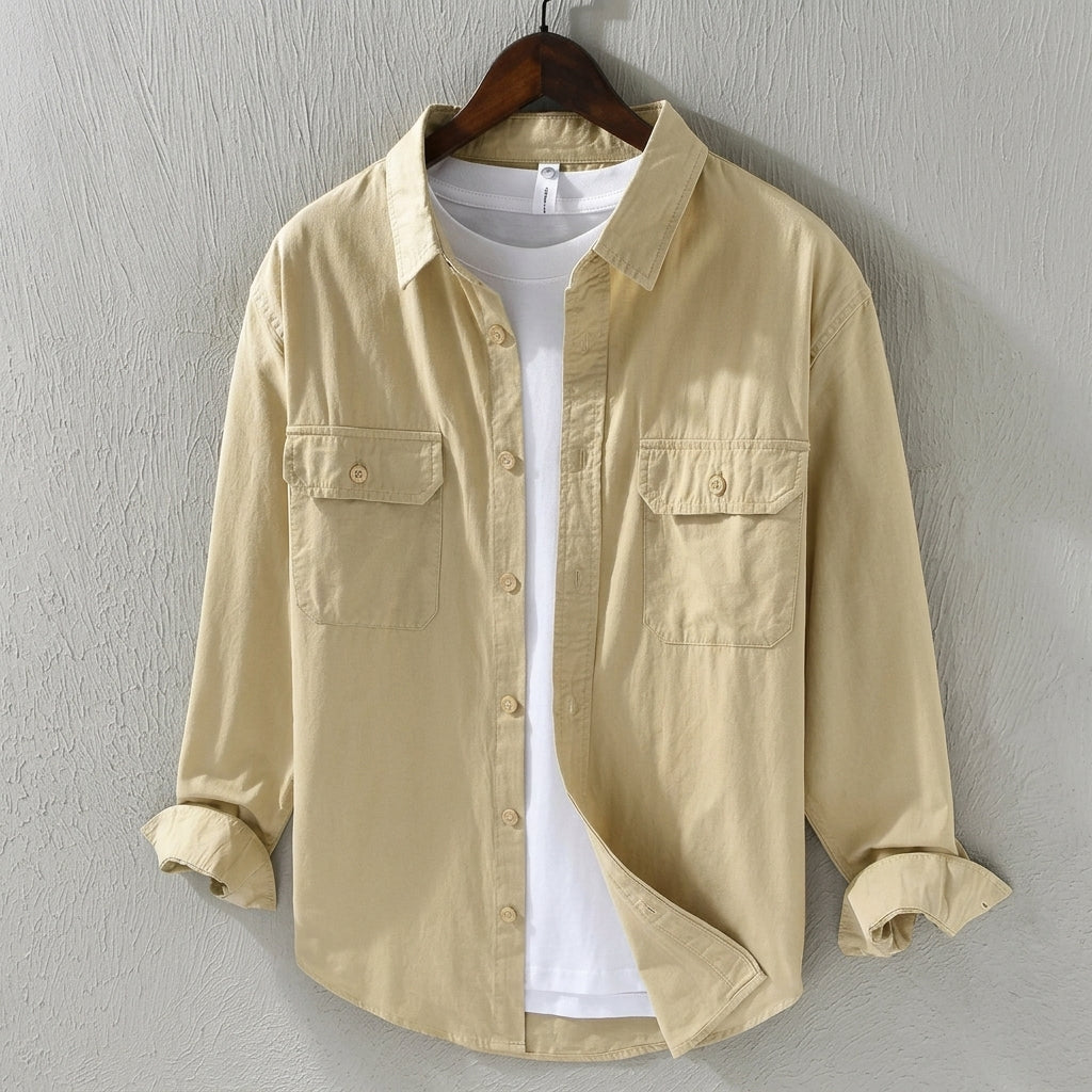 Modern men's overshirt for stylish casual layering & versatile everyday outerwear.