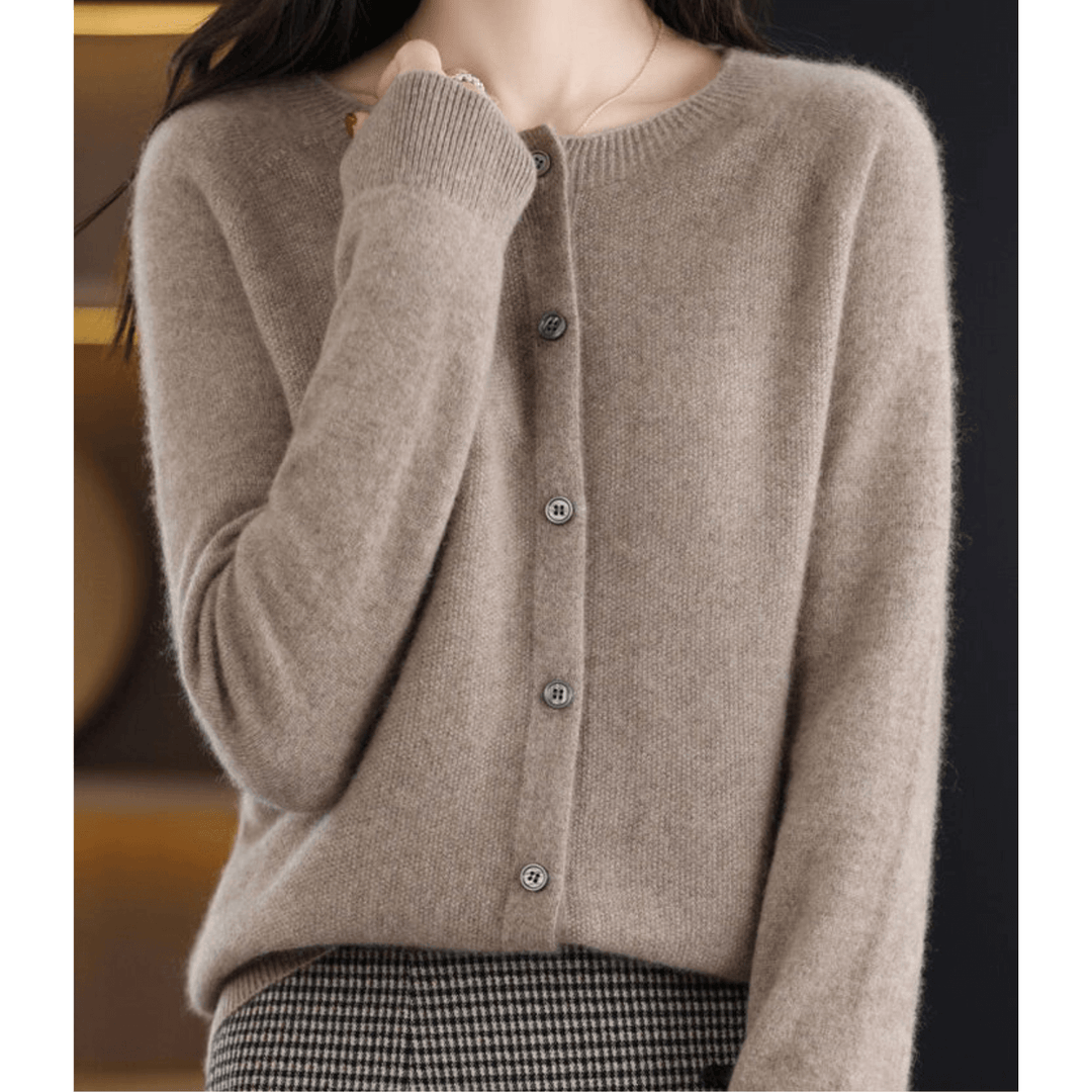 Merinowolle Damen Rundhals Cardigan
