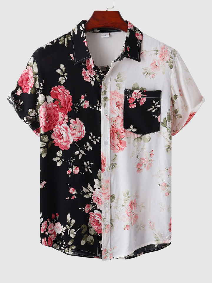 Men's Kashmir floral short sleeve button-down shirt. Stylish & casual summer fashion for men.