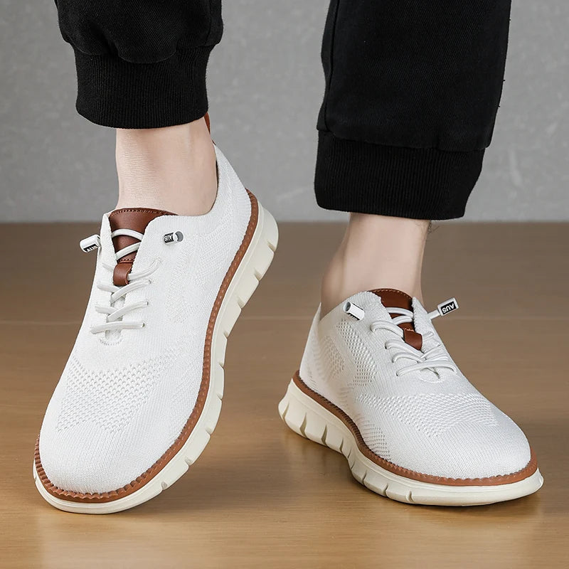 Men's breathable knit sneakers, ideal for all-day comfort & daily wear. Lightweight casual slip-on shoes.