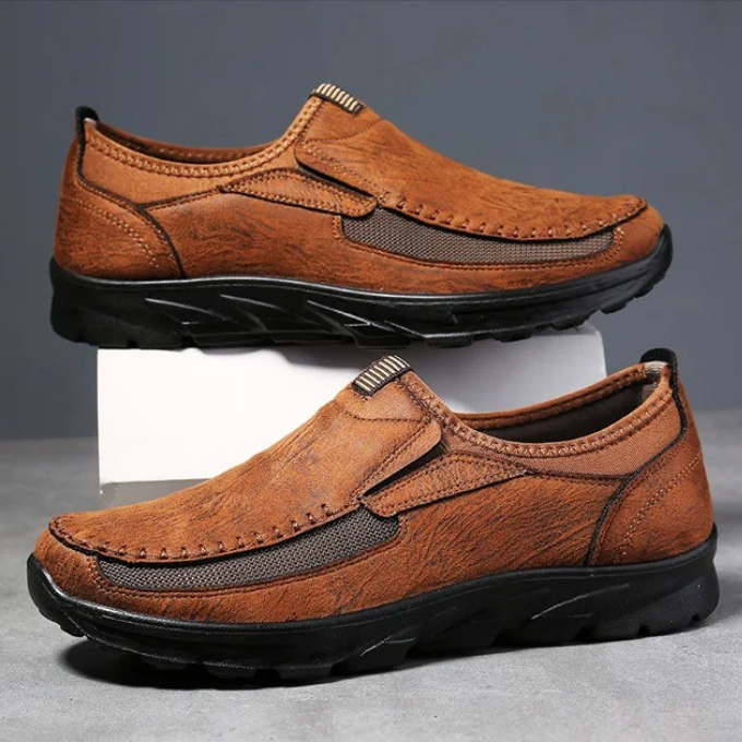 Sand men's slip-on loafers. Comfortable, breathable casual shoes with good traction for daily wear.