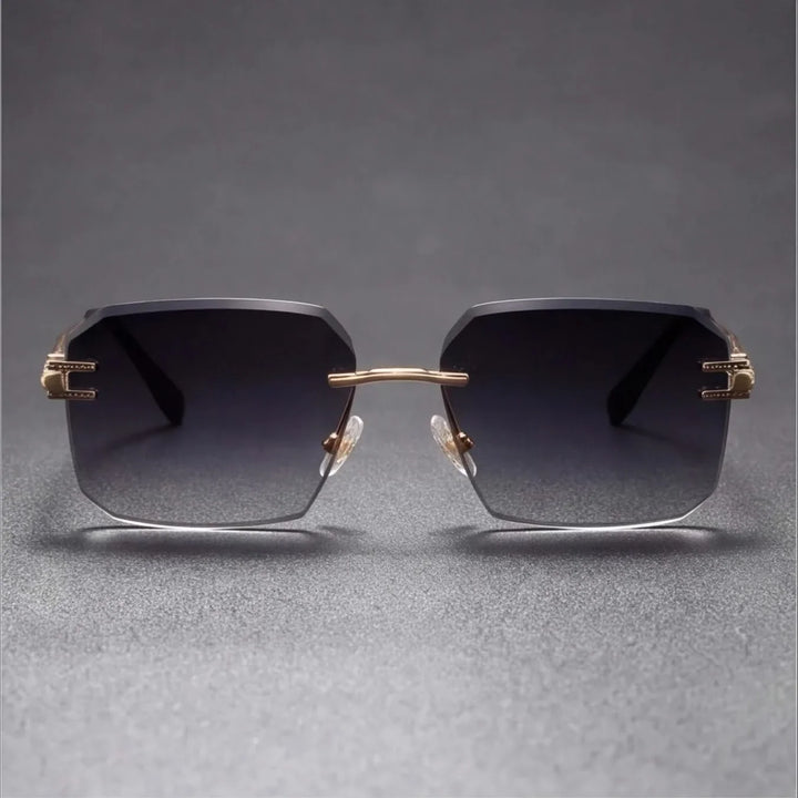 Stylish polished metal sunglasses for men & women. Durable anti-glare eyewear accessory.