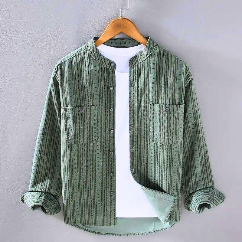 Women's classic striped button-down shirt with long sleeves. Perfect versatile casual top for everyday wear & spring fashion.
