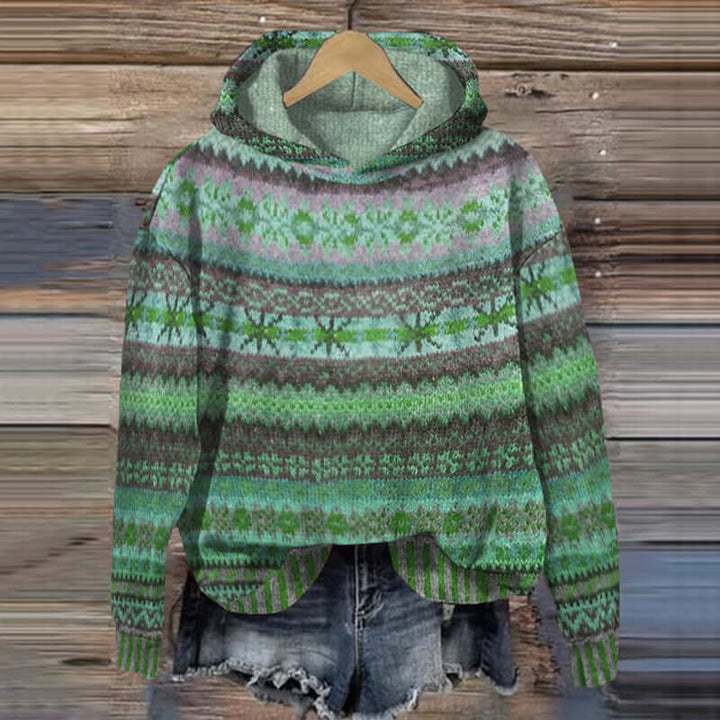 Gemütlicher Vintage-Hoodie mit Norwegisch-Inspiriertem Muster