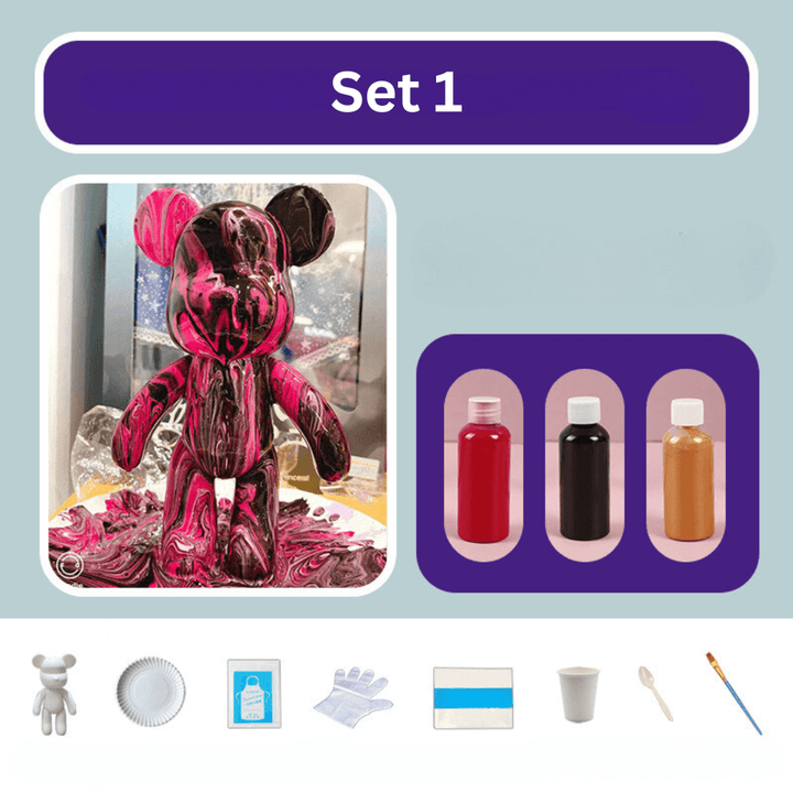 Handbemalter Deko-Bär - Farbenfrohe Wohnraumgestaltung