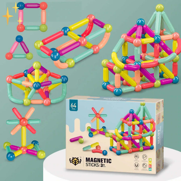 64 Magnetische Bausteine Set für Kreatives Bauen