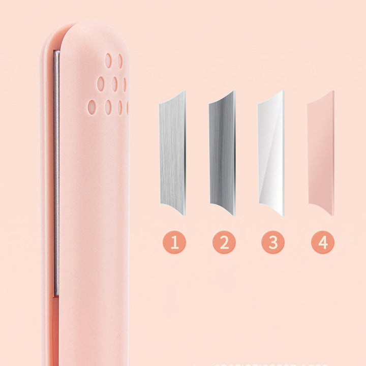 "2-in-1 Haarstyler mit schützender Keramikbeschichtung, ideal für glattes und lockiges Haarstyling, gezeigt im Einsatz."