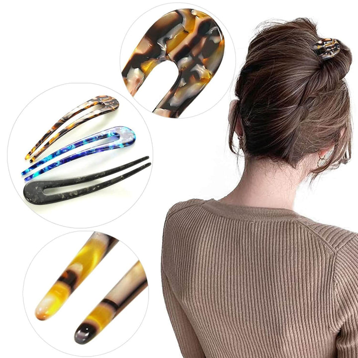 Schildpatt Haarspangen U-förmig - Hochsteckfrisur