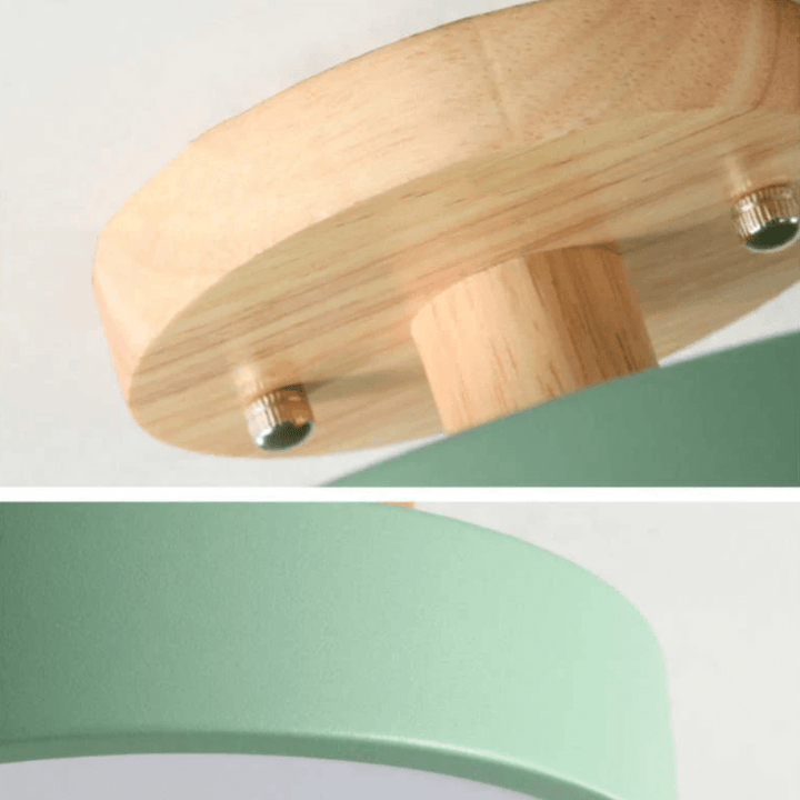 Moderne Runde LED Deckenleuchte Holz Acryl