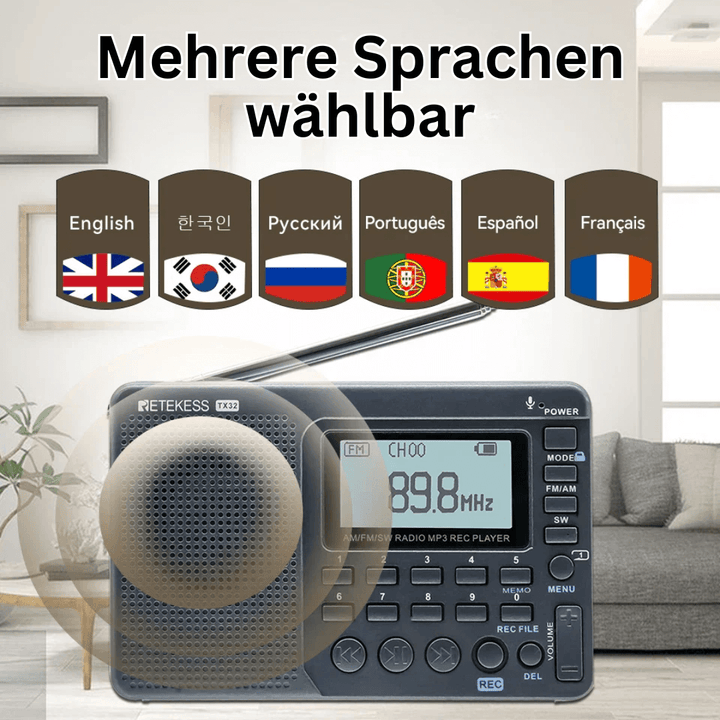 Tragbares Multiband-Radio mit Aufnahmefunktion
