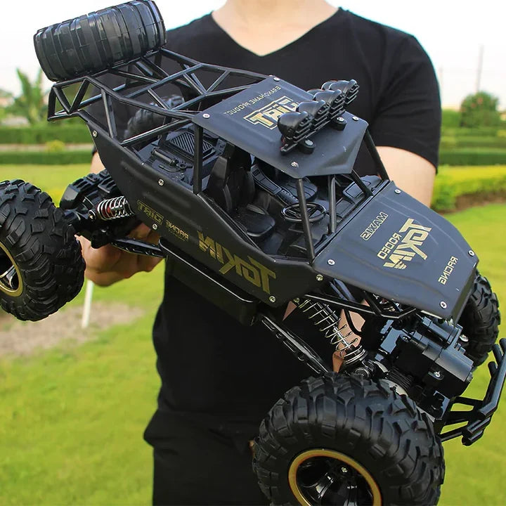 Exciting kids' 4WD RC monster truck racing off-road. Durable remote control toy for outdoor adventure & fun.