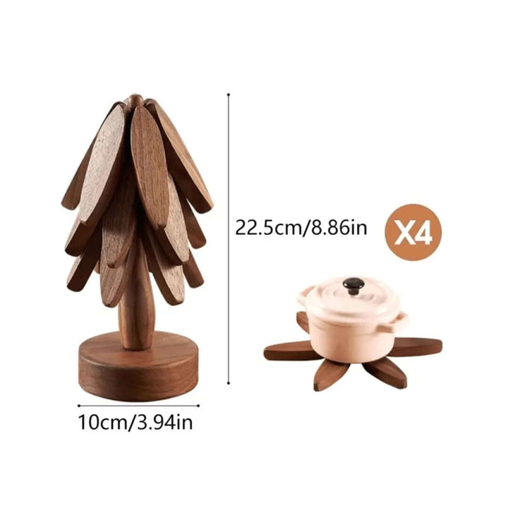 Holzuntersetzer Set - Baum Design - Hitzebeständig
